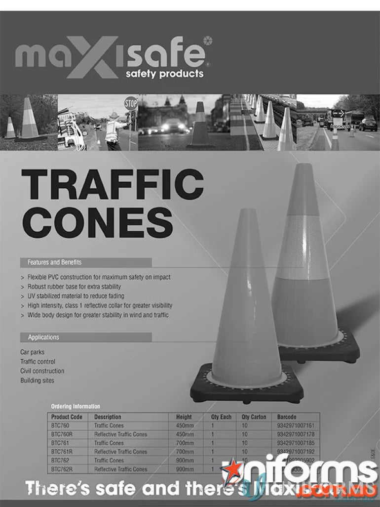 Traffic cones product ad showcasing 10pk Traffic Cone 700mm for workwear and uniforms
