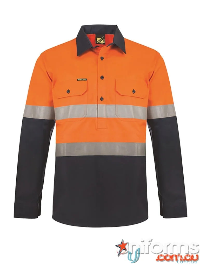 WorkCraft WS6032 2Tone Half Plket Shirt W Vented front product image