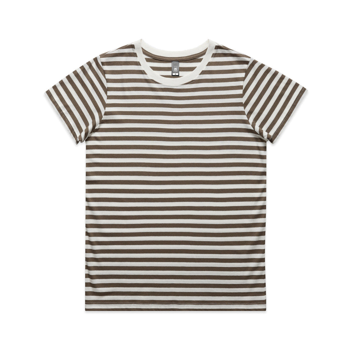 Wo's Maple Stripe Tee 4037 - Natural/Walnut