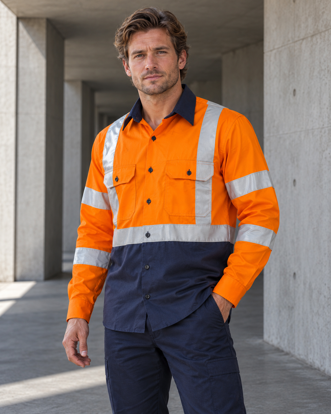 WorkCraft HiVis XPattern Cotton Shirt