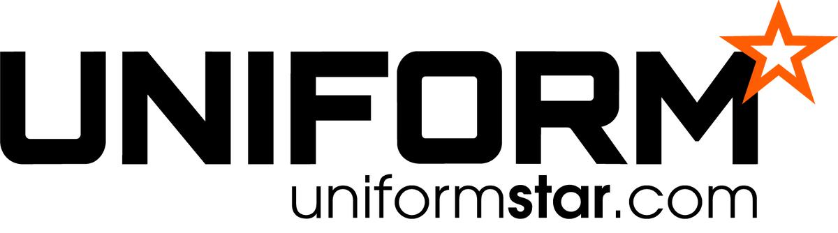 Uniform Star logo with the word 'UNIFORM' in bold black letters, an orange star graphic at the top right, and 'uniformstar.com' underneath on a black background.