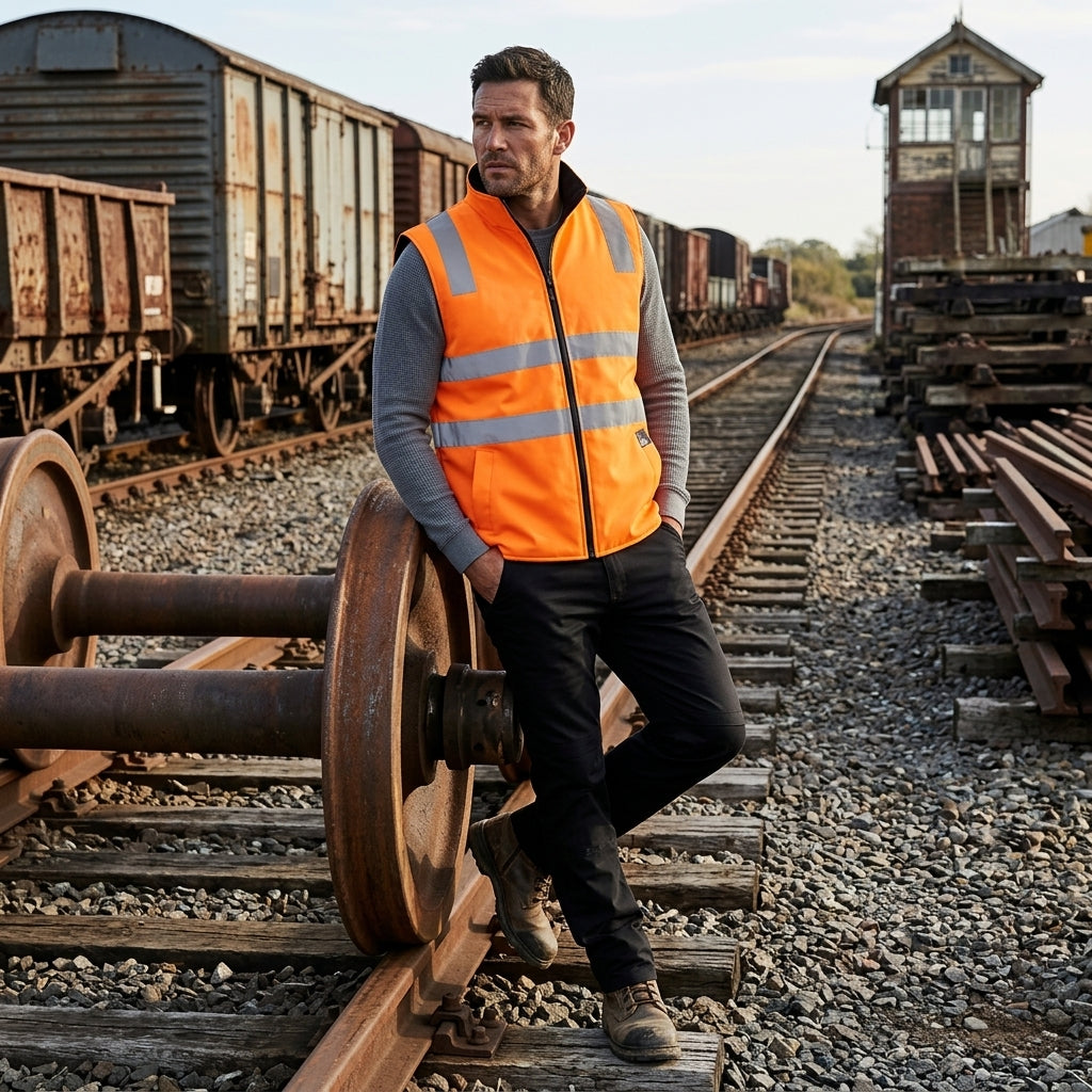 WorkCraft VIC Rail HiVis Reversible Fleece Vest