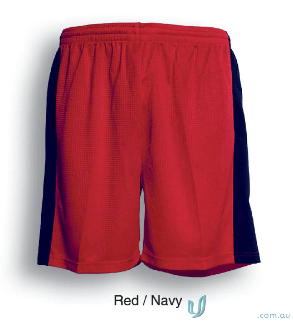 Bocini CK618 Adult Soccer Panel Shorts in Red/Navy