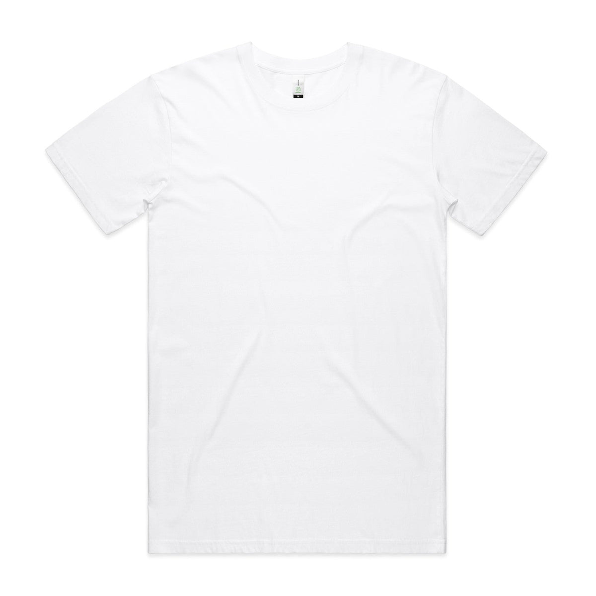 White plain t-shirt with short sleeves and crew neck.
