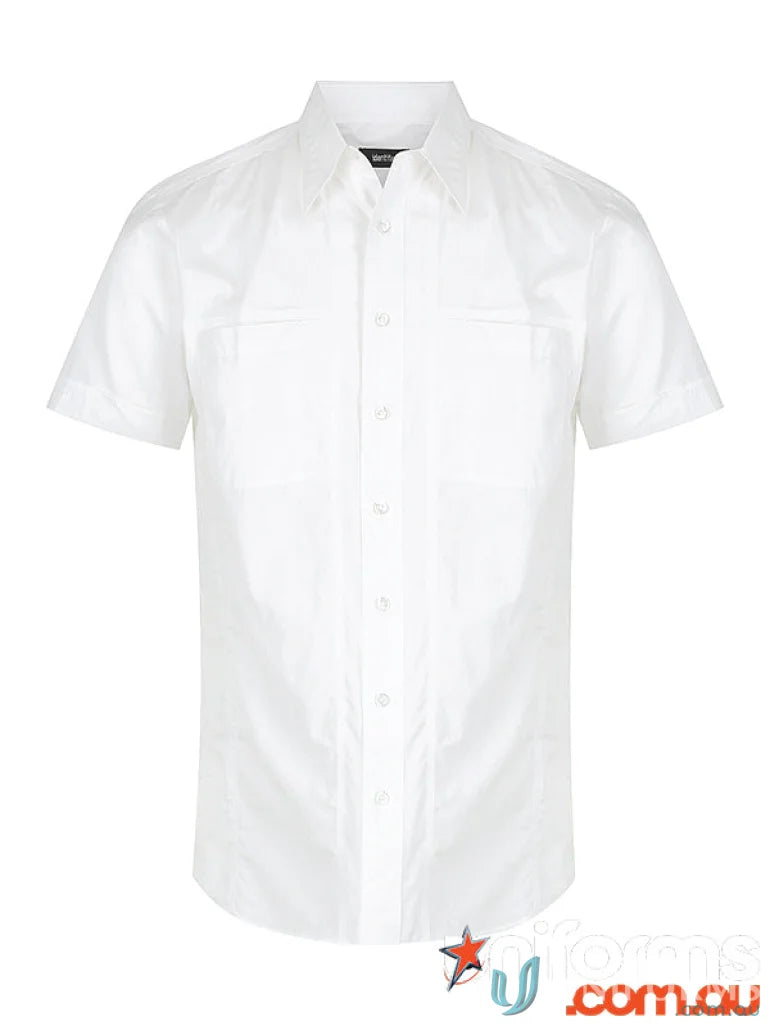 White mens short casual short sleeve Aston SS Shirt for stylish mens look