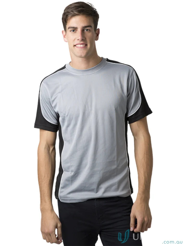 Gray and black athletic T-shirt with cooldry moisture management technology bst156k