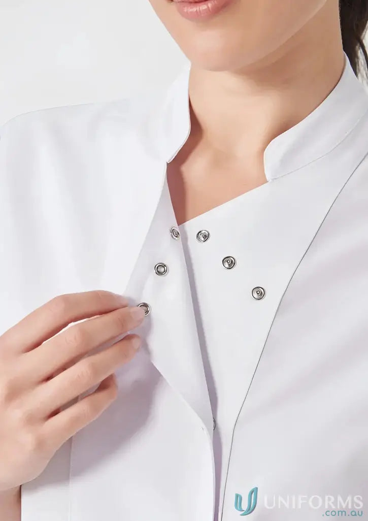 Bizcare Women’s Essence Jacket CPT451LS with white medical uniform, durable water repellent