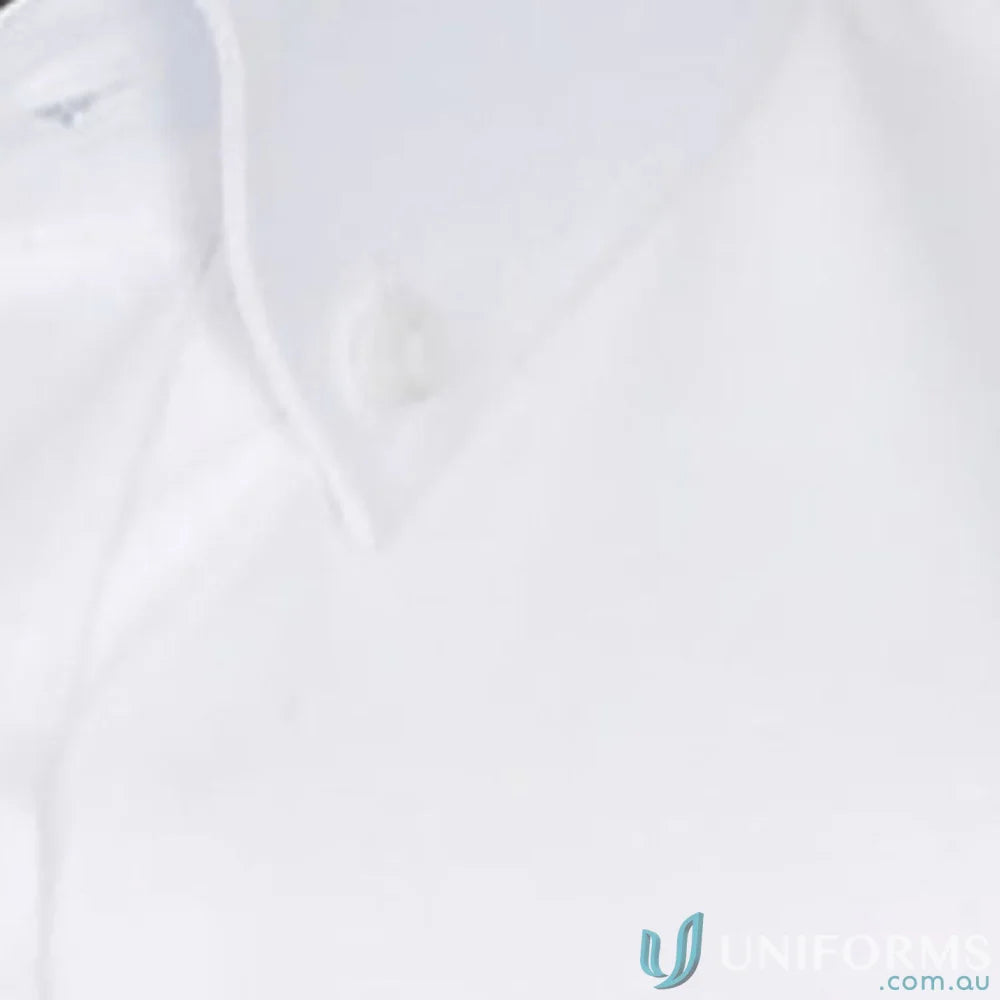 Bradford Fine Oxford LS Shirt with white silk protein fabric and visible top button