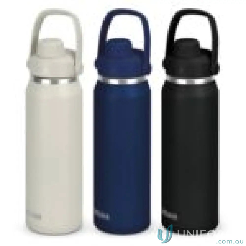 Three insulated thrive chug vacuum bottles with double wall insulation for hot cold drinks