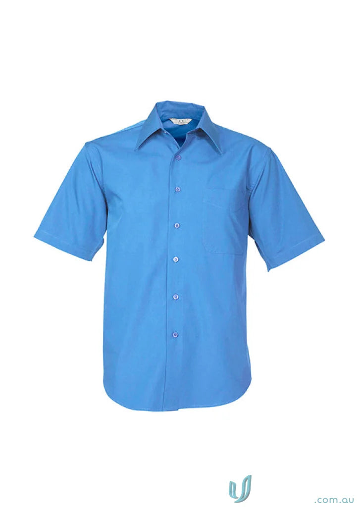 Blue Chelsea SS Shirt, metro short sleeve tapered fit poplin blend tee for men