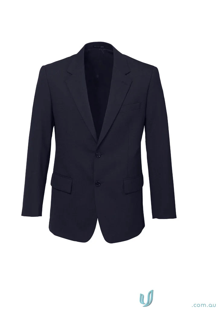 Dark blue Comfort Wool Mens 2 Button Single Breasted Jacket with premium wool stretch