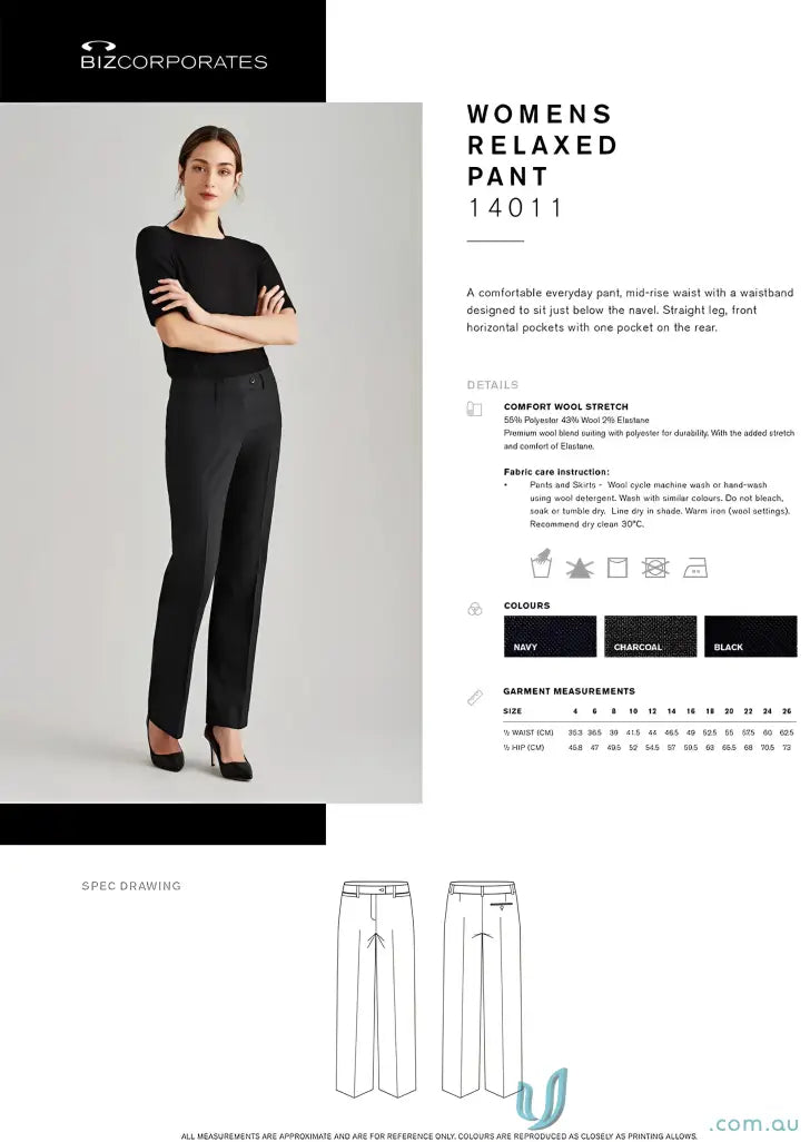 Womens comfort wool relaxed fit straight leg pants for a chill and comfy look