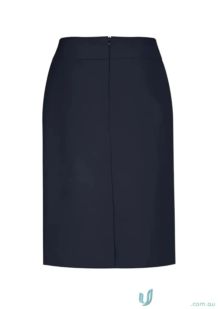 Navy blue womens cool stretch relaxed fit lined pencil skirt with back zipper