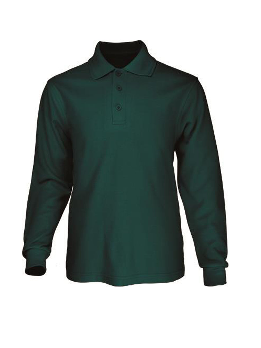 Bocini Unisex Adults Basic Long Sleeve Polo CP1401 - Bottle Green