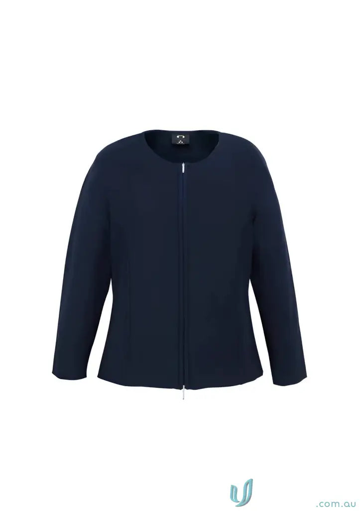 Navy blue zippered cardigan perfect for work uniforms or workwear from CR (EMB) Ladies Zip Cardigan