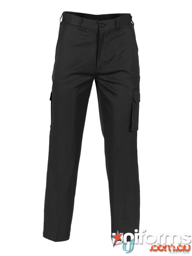 Black DNC Permanent Press Cargo Pants with multiple pockets for work and casual wear