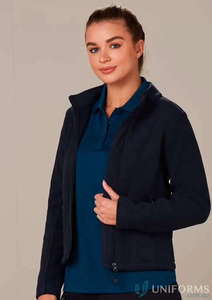 Womans navy blue jacket from East Malvern ELC Ladies Polar Jacket, perfect for work uniforms