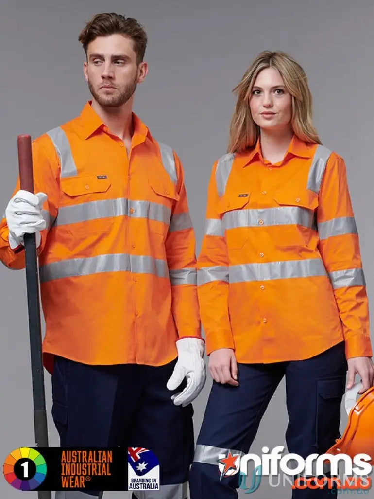 Orange high-vis rail lightweight safety shirt with bio motion perforated reflective for staying cool