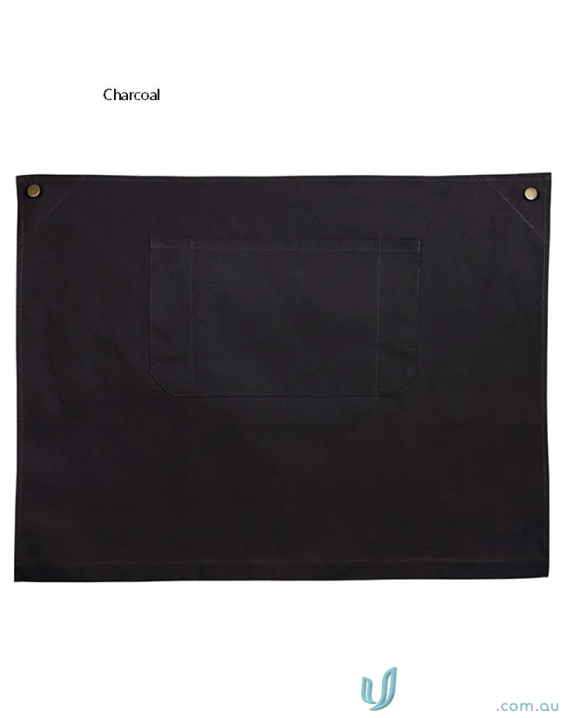 Charcoal Fitzroy Half Waist Apron with reinforced designer rivets and brass metal buttons