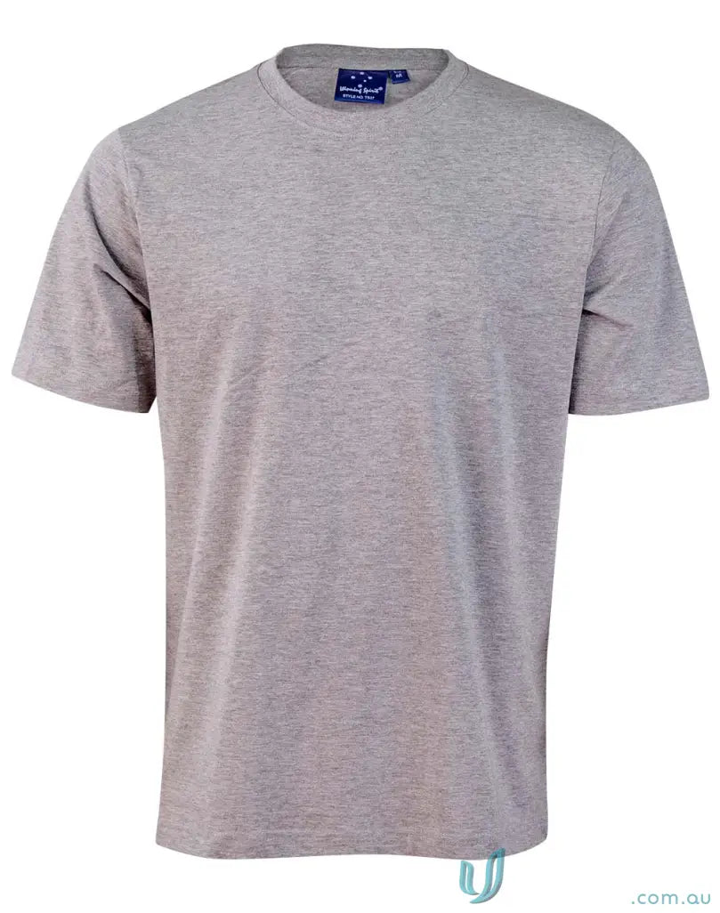 Gray crew-neck T-shirt made of combed cotton, perfect for kids’ uniforms or workwear