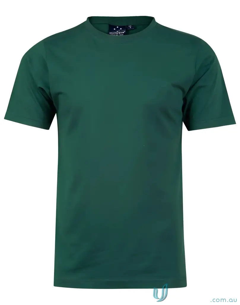 Green crew-neck t-shirt made of combed cotton, perfect for uniforms or workwear