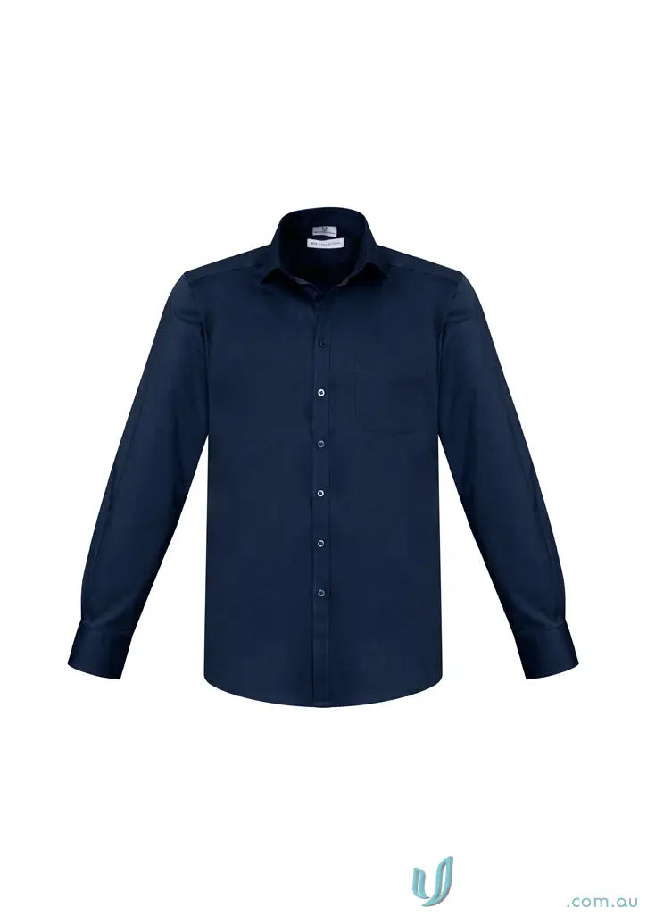 Dark blue Monaco LS Shirt from Biz Collection Monaco with white buttons for men