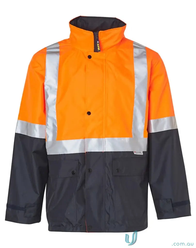 Orange and gray HiVis Reflective Long Jacket sw18a hi-vis safety raincoat