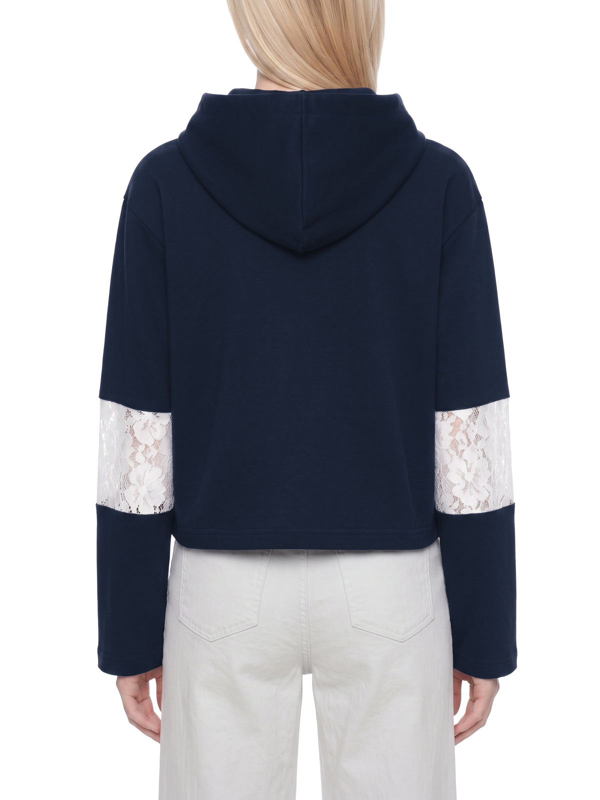Women’s Cropped Lace-Panel Hoodie