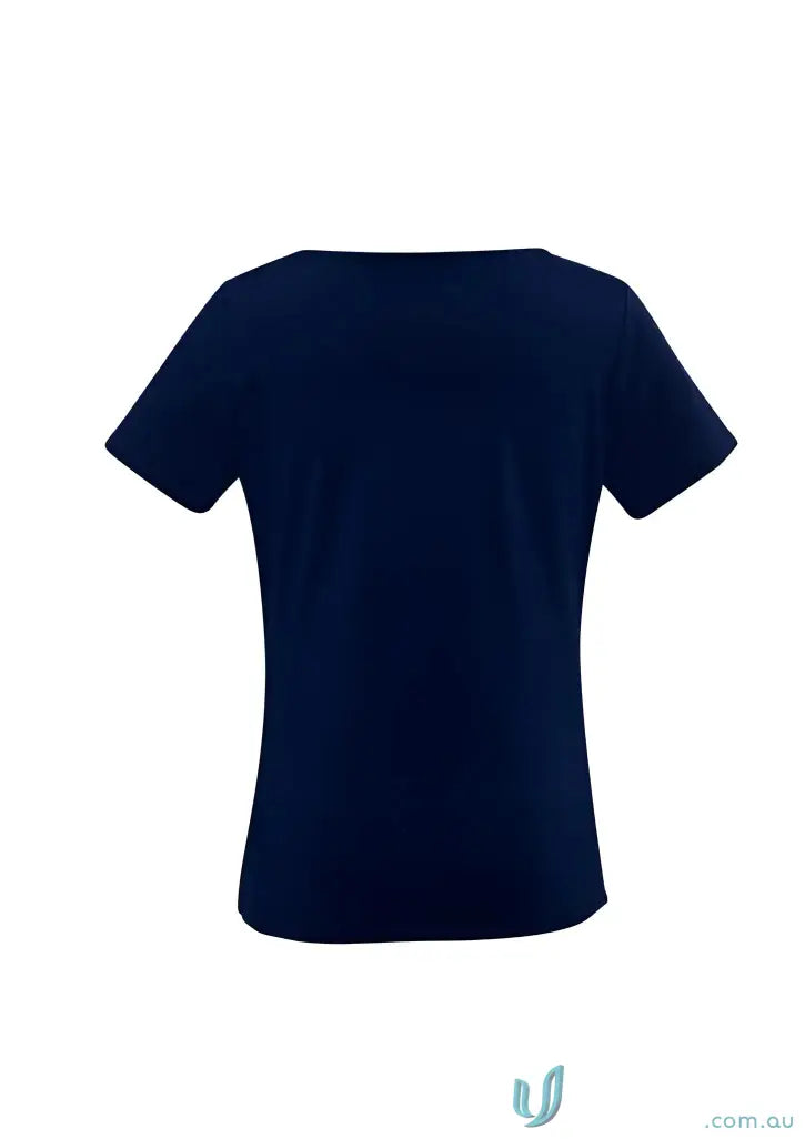 Plain navy blue jersey knit short-sleeve T-shirt for IOP Ladies Drape Knit Top k625ls uniforms