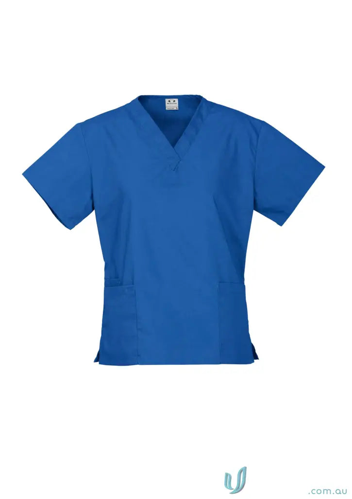 Blue IOP EMB Ladies Scrub Top in stylish medical uniforms for ladies