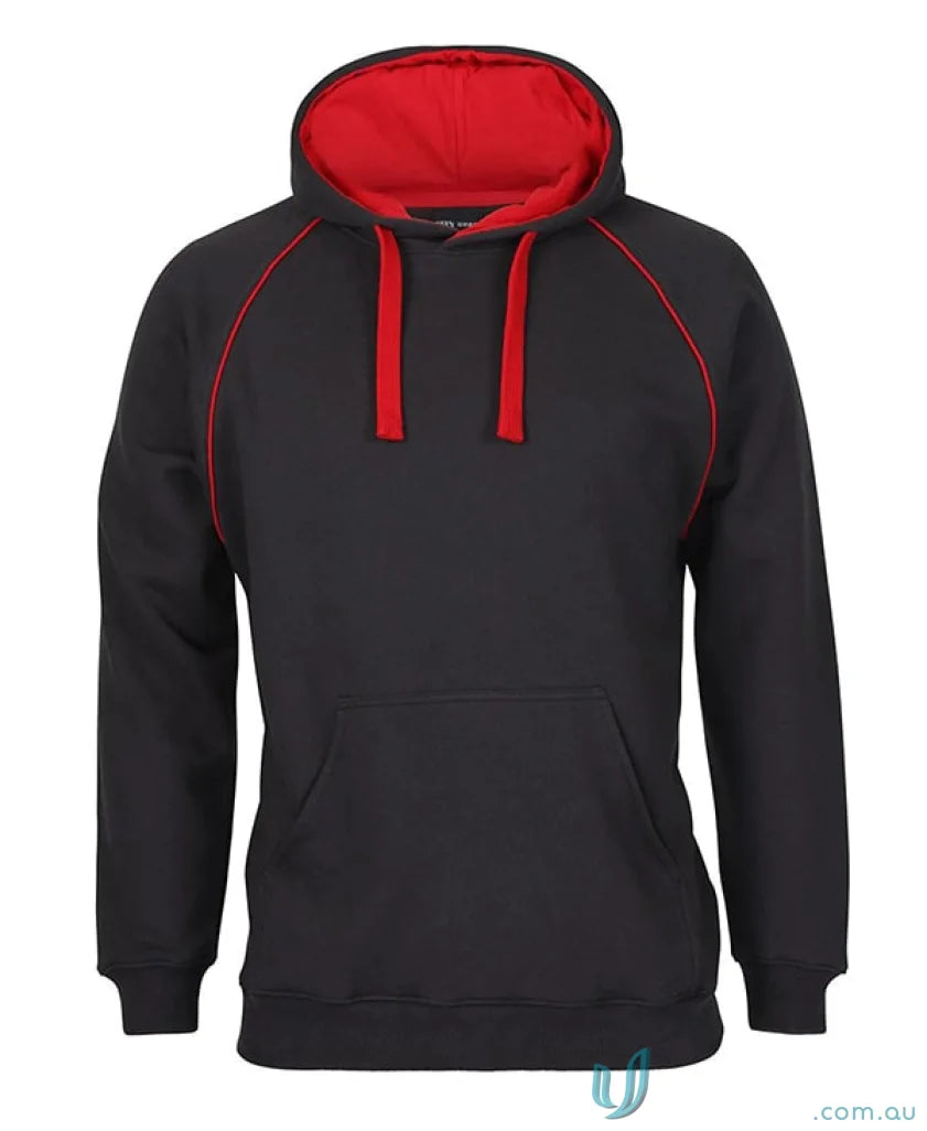 JBs 3CFH Adults Contrast Fleecy Hoodie in Black/Red