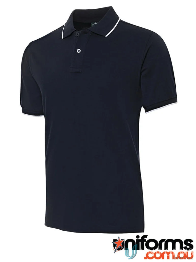 Navy cotton face polo with white trim from JBs Colours for urban fit style