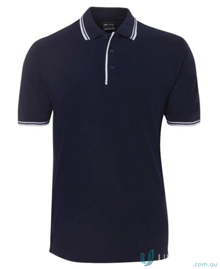 Navy JBs Contrast Polo shirt with white trim in pique knit fabric and sun protection