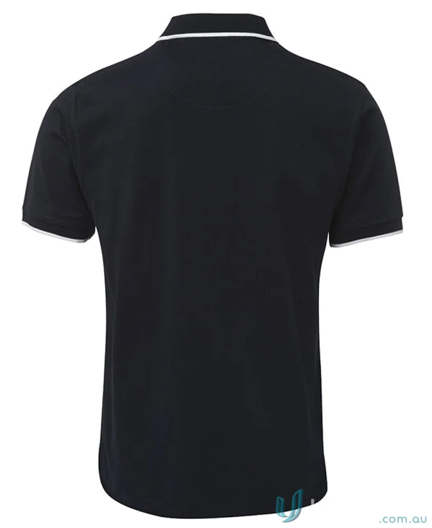 Black JBs Cotton Tipping Polo with white trim, stylish tipping polo code and UPF protection