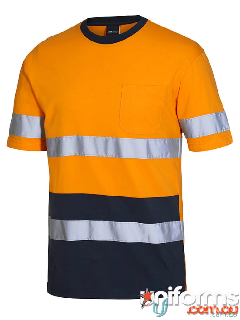 Orange and navy blue safety t-shirt with reflective stripes from JBs Hi Vis extra large Australian standards