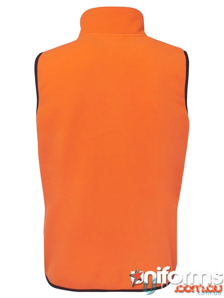 Orange fleece vest perfect for workwear and work uniforms in JBs Hi Vis Polar Vest