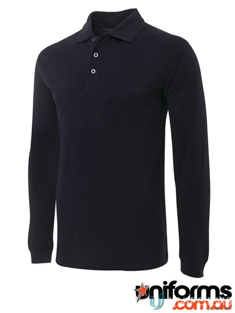 Black JBs Long Sleeve 210 Polo with reinforced herringbone tape and UPF protection