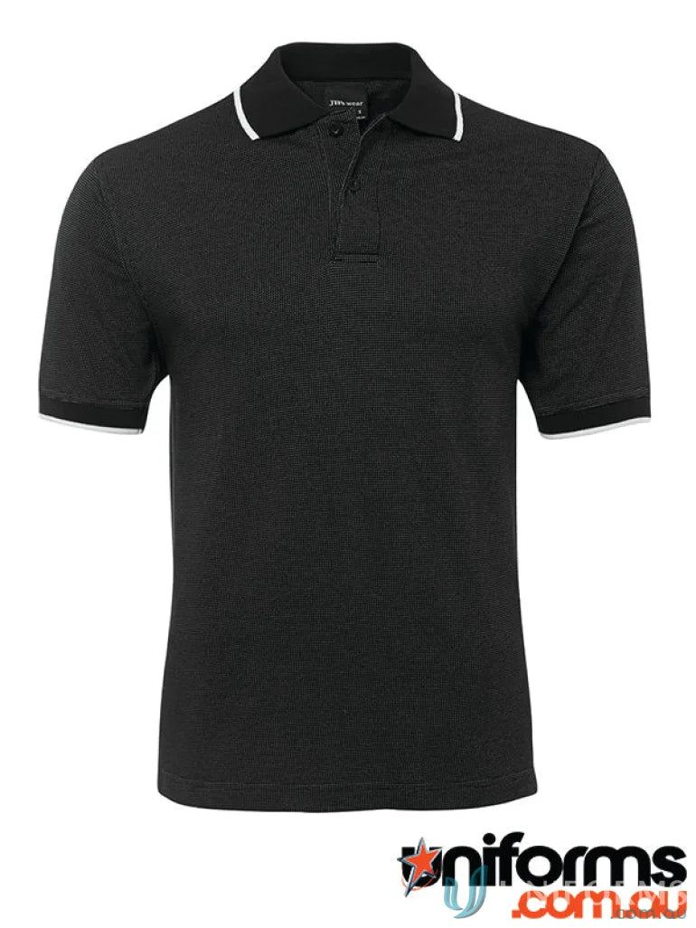 Black Jbs Nail Nail Head Polo made from head knit fabric with white trim
