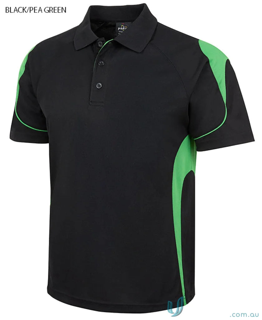 JBs Podium Bell Polo shirt in black and pea green, stay cool with urban fit style
