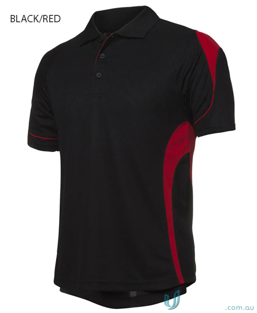 JBs Podium Bell Polo in black and red for a sharp urban fit to stay cool