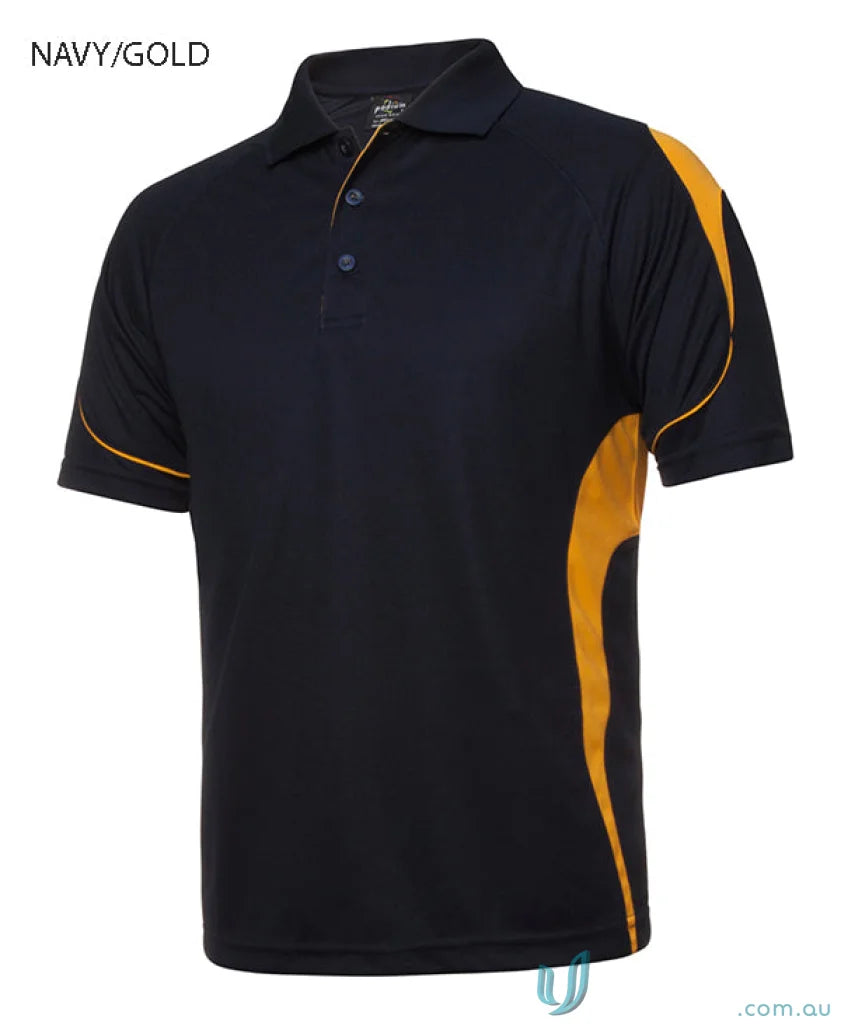 JBs Podium navy and gold polo shirt for a stay cool urban fit vibe