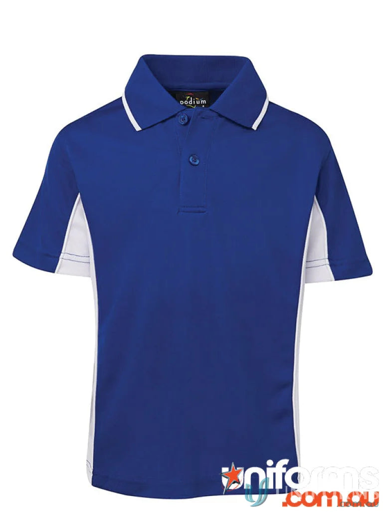 Blue and white kids contrast polo shirt from JBs Podium Kids collection