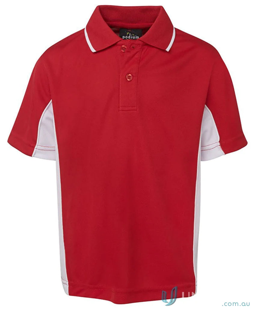 Red and white jbs podium kids contrast polo shirt for kids casual style