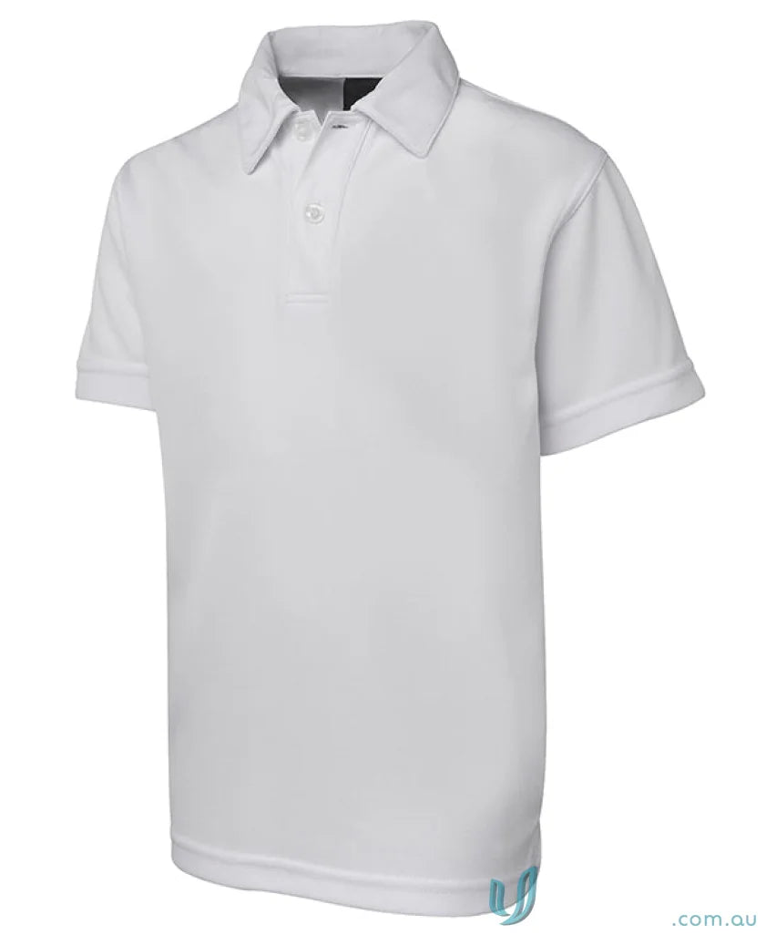 White short-sleeved jersey for kids from JBs Podium Kids Poly Polo collection