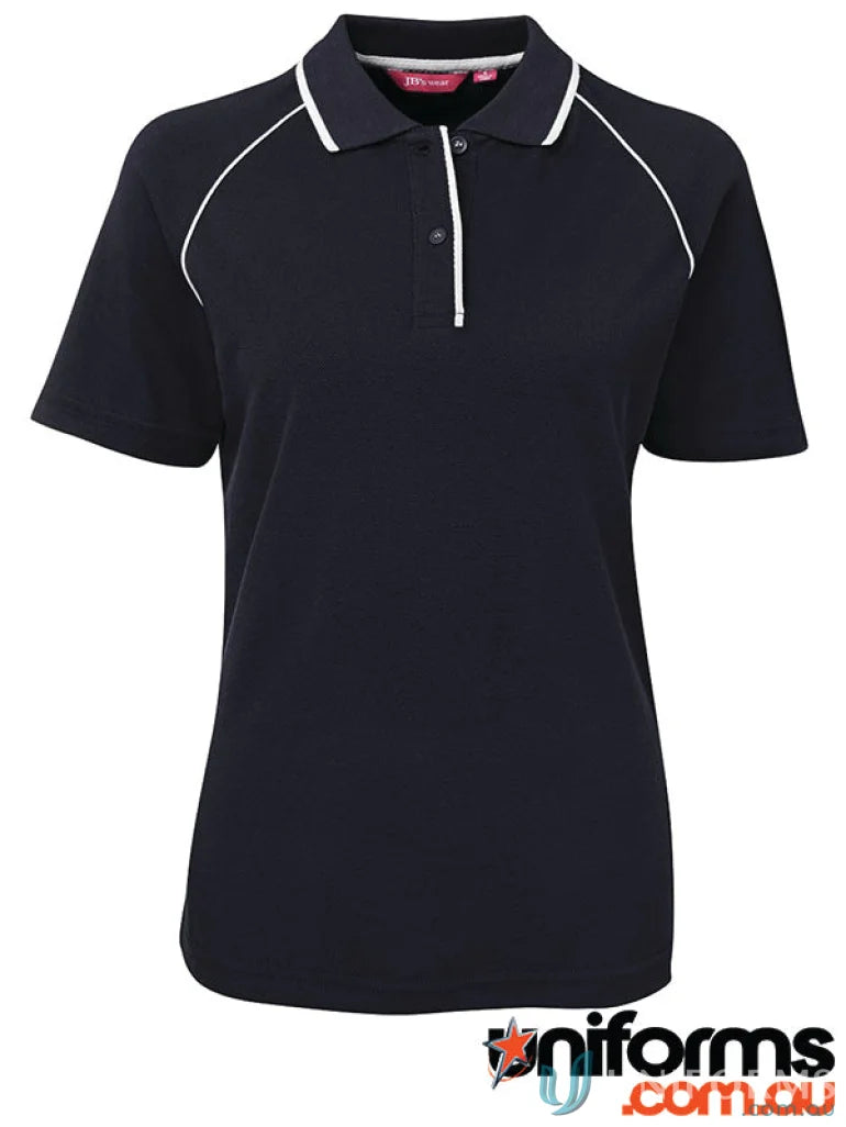 Navy polo shirt with white trim showcasing JBs Ragan Polo style perfect for casual wear