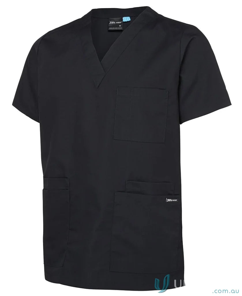 Black JBs Unisex Scrubs Top with classic fit and chest pocket for work comfort