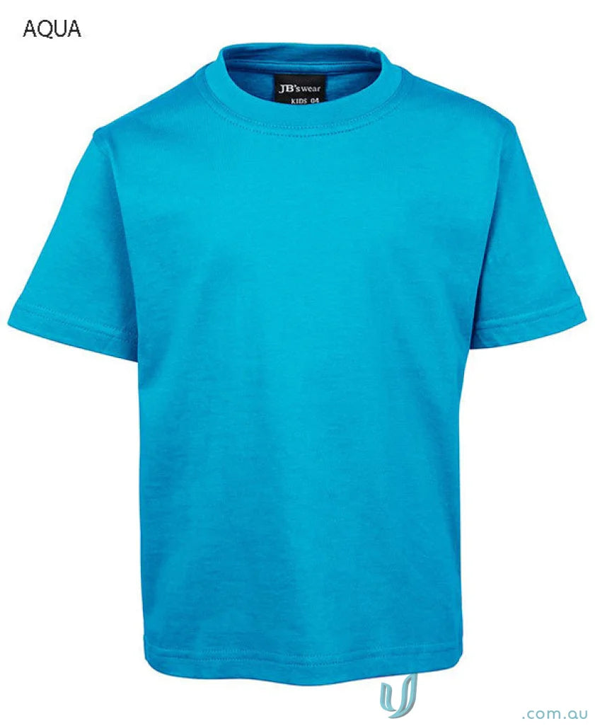 Aqua-colored short-sleeved kids tee from JBs Wear Kids Tee collection with a classic fit