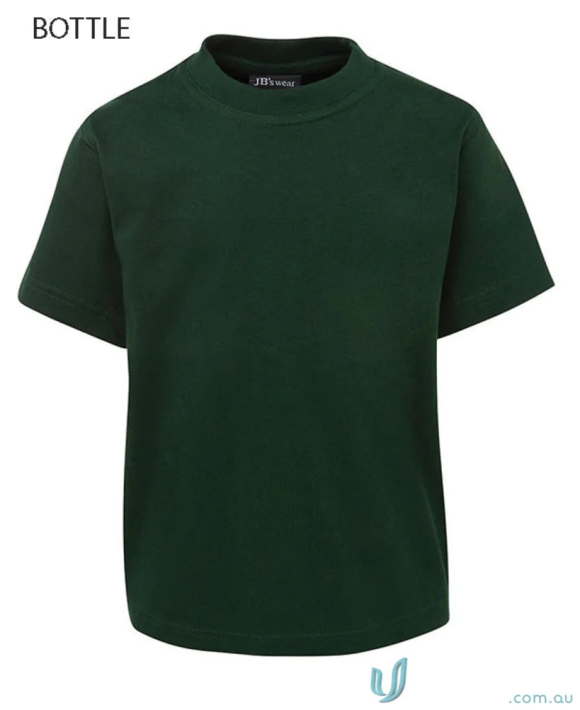 Bottle green short-sleeved kids tee from 1kt JBs Wear with classic fit