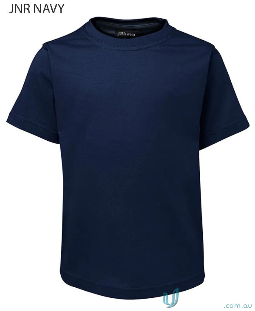 Navy blue short-sleeved kids wear tee from 1kt JBs Wear with classic fit