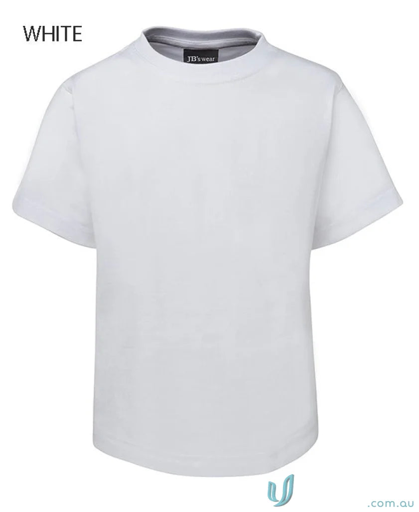 White short-sleeved kids tee from 1KT JBs Wear with classic fit for comfortable wear